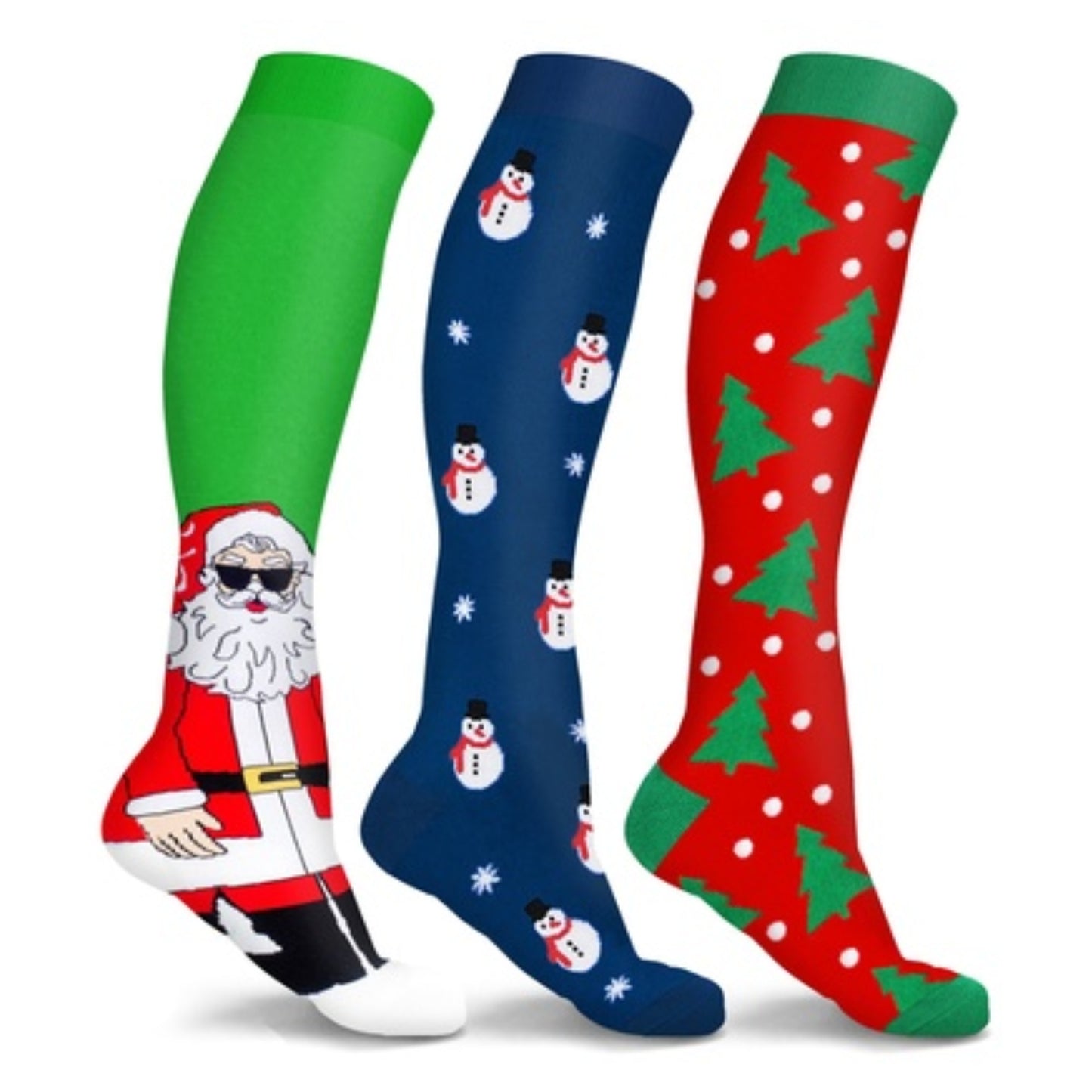 Holiday Fun Knee High Compression Socks (3-Pairs)