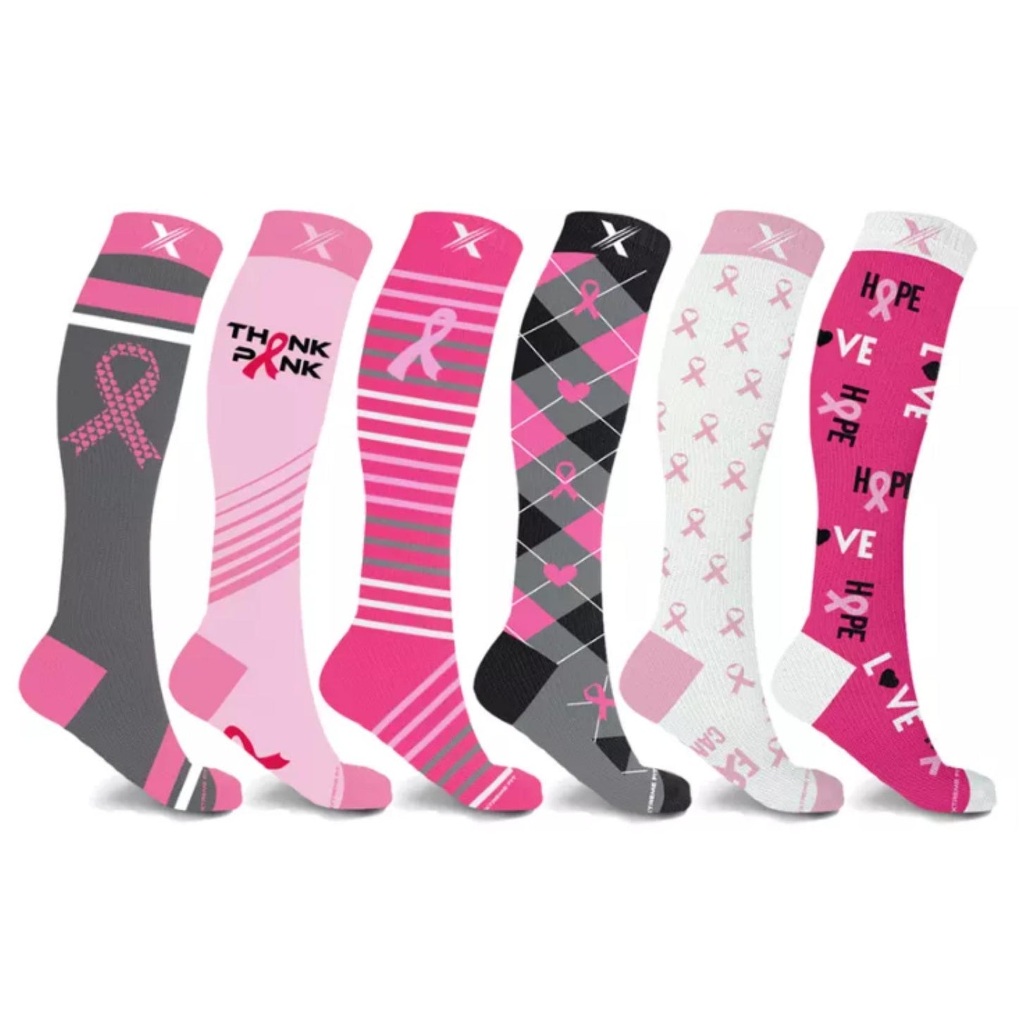 Breast Cancer Awareness Support Every Day Wear Pain Relief Compression Socks