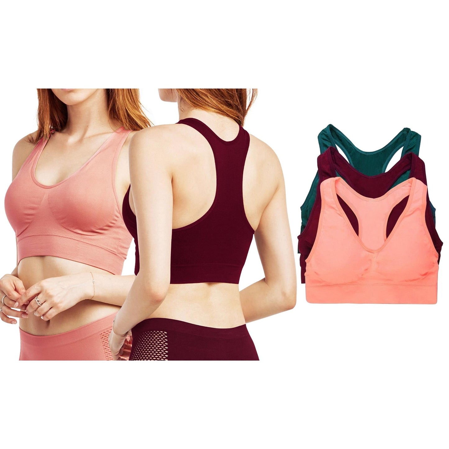 3:Pack Women's Seamless Racerback Bra (Available in Plus Sizes) – dcfbrands