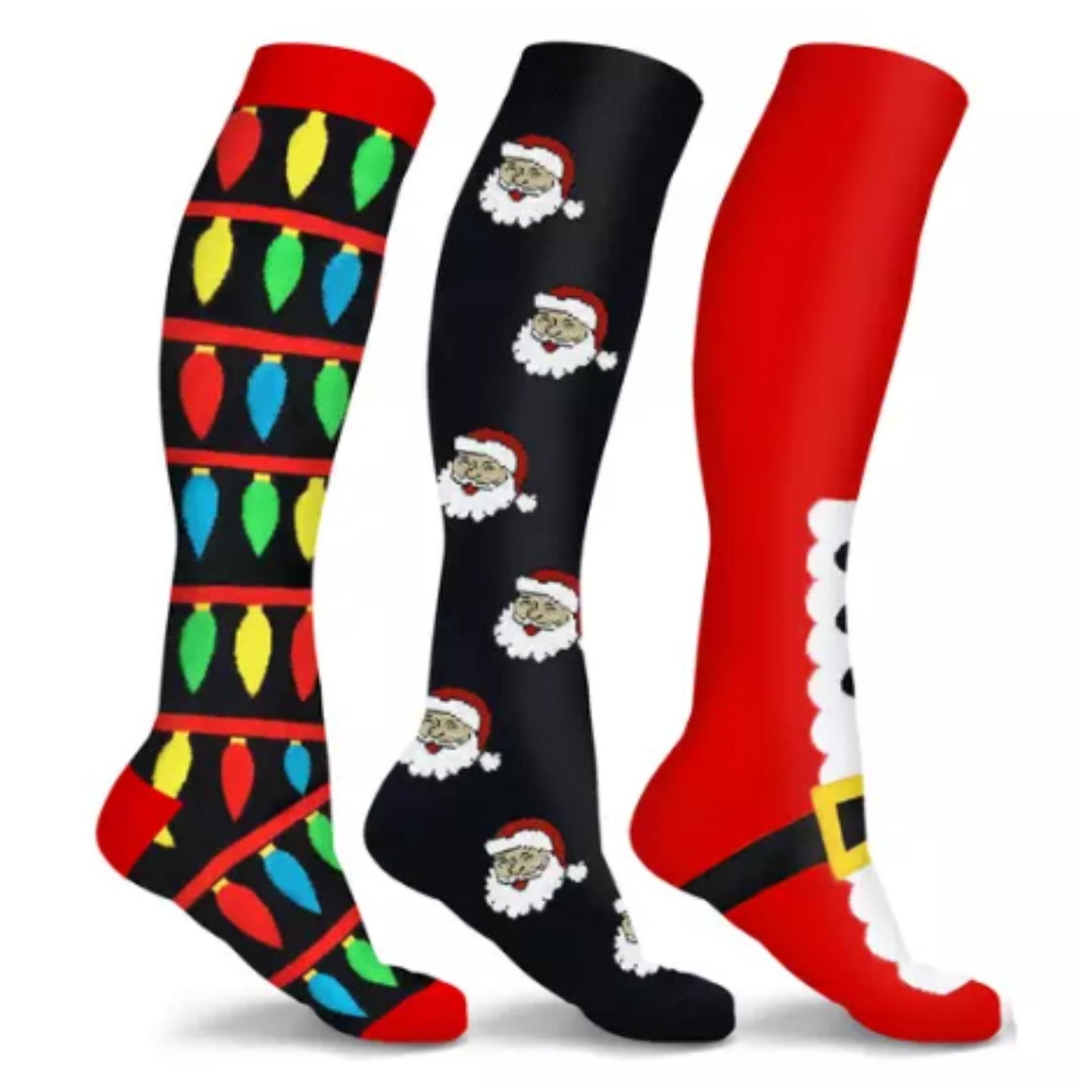 Holiday Fun Knee High Compression Socks (3-or-6 Pairs)