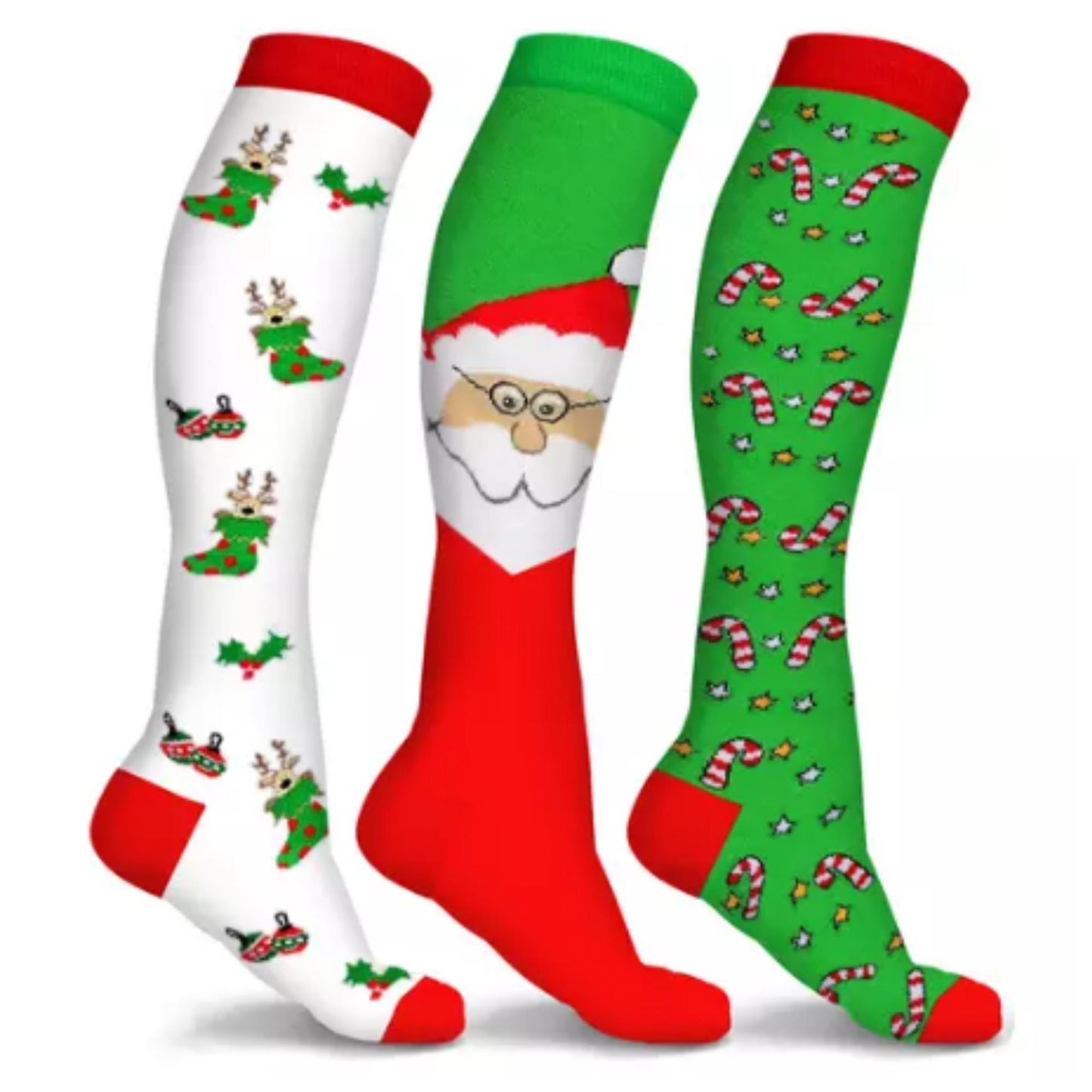 Holiday Fun Knee High Compression Socks (3-or-6 Pairs)