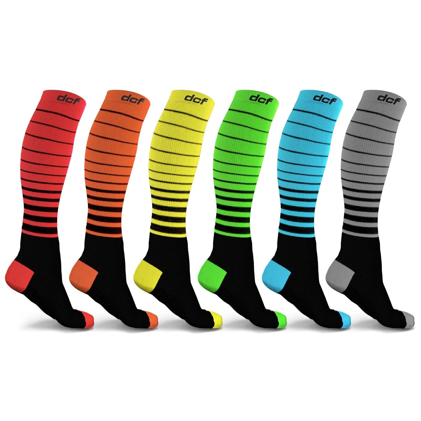 DCF Unisex Striped Compression Socks (6-Pack)