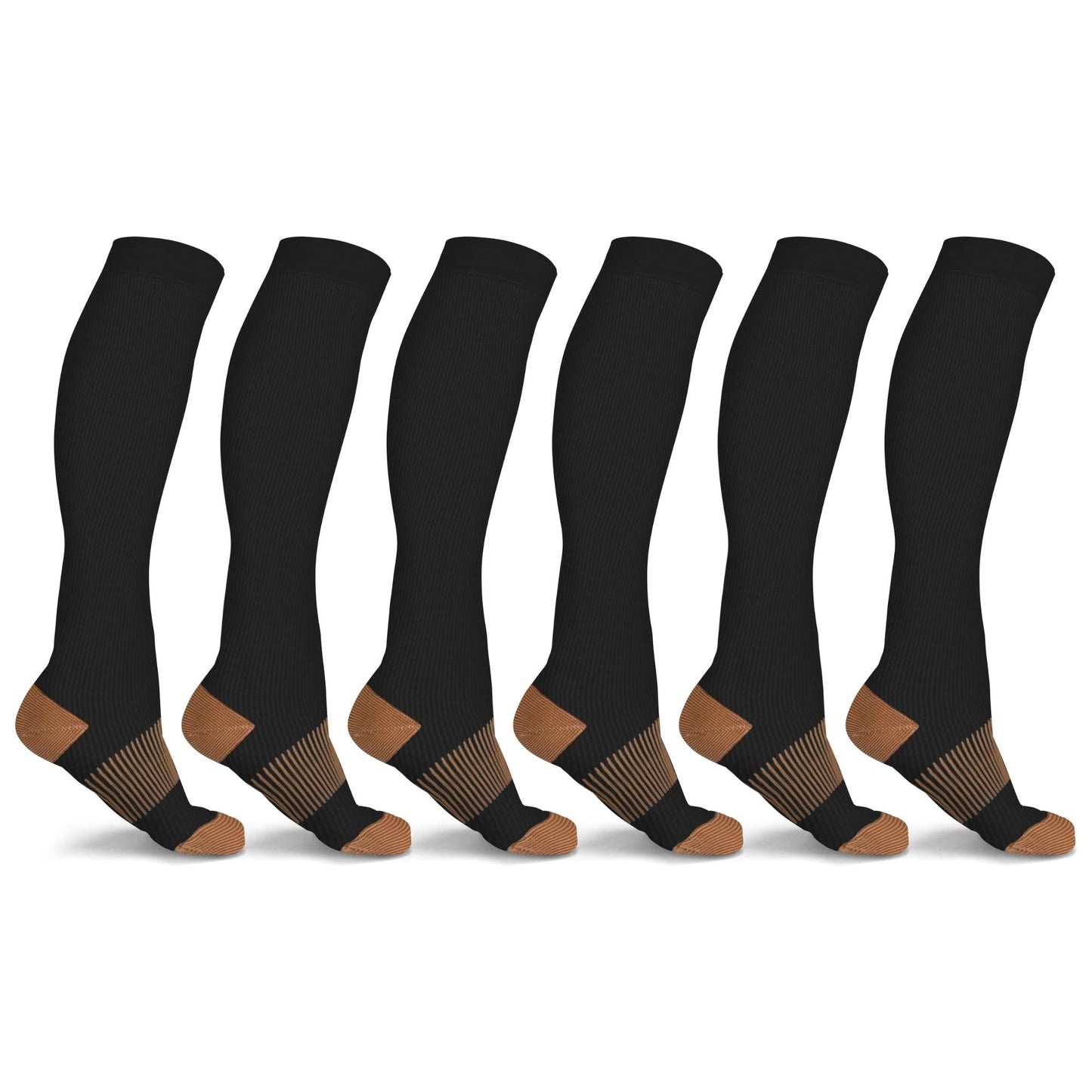 xFit Solid Copper-Infused Knee-High Compression Socks (6 Pairs