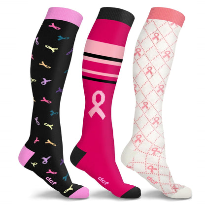 DCF Breast Cancer Support Compression Socks (3-Pack)