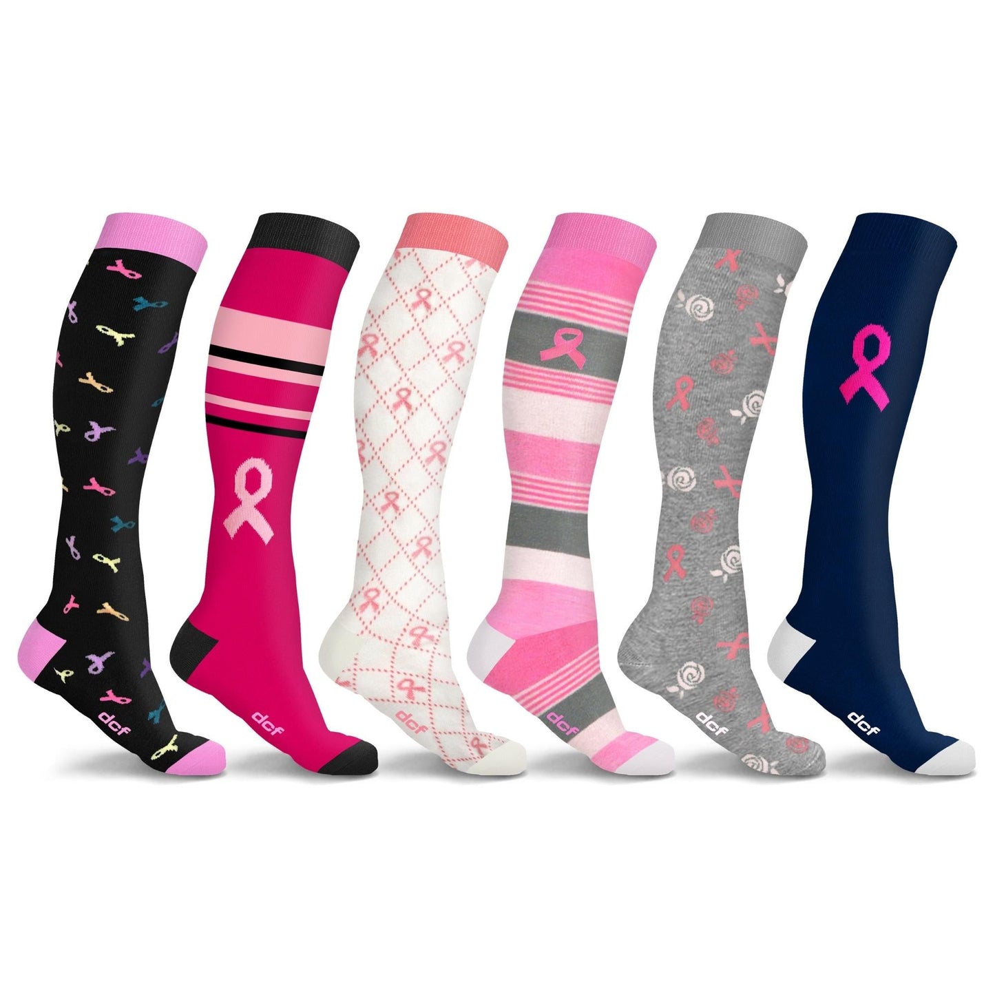 DCF Breast Cancer Support Compression Socks (3-Pack)