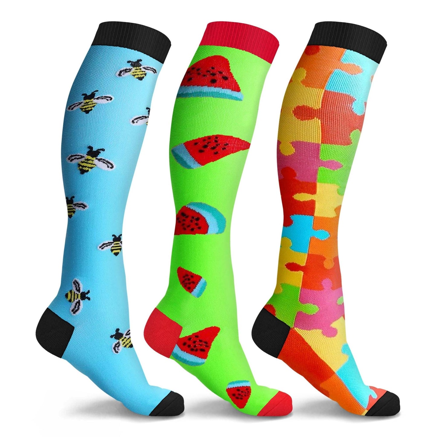 DCF Fun and Expressive Compression Socks (3-Pack)